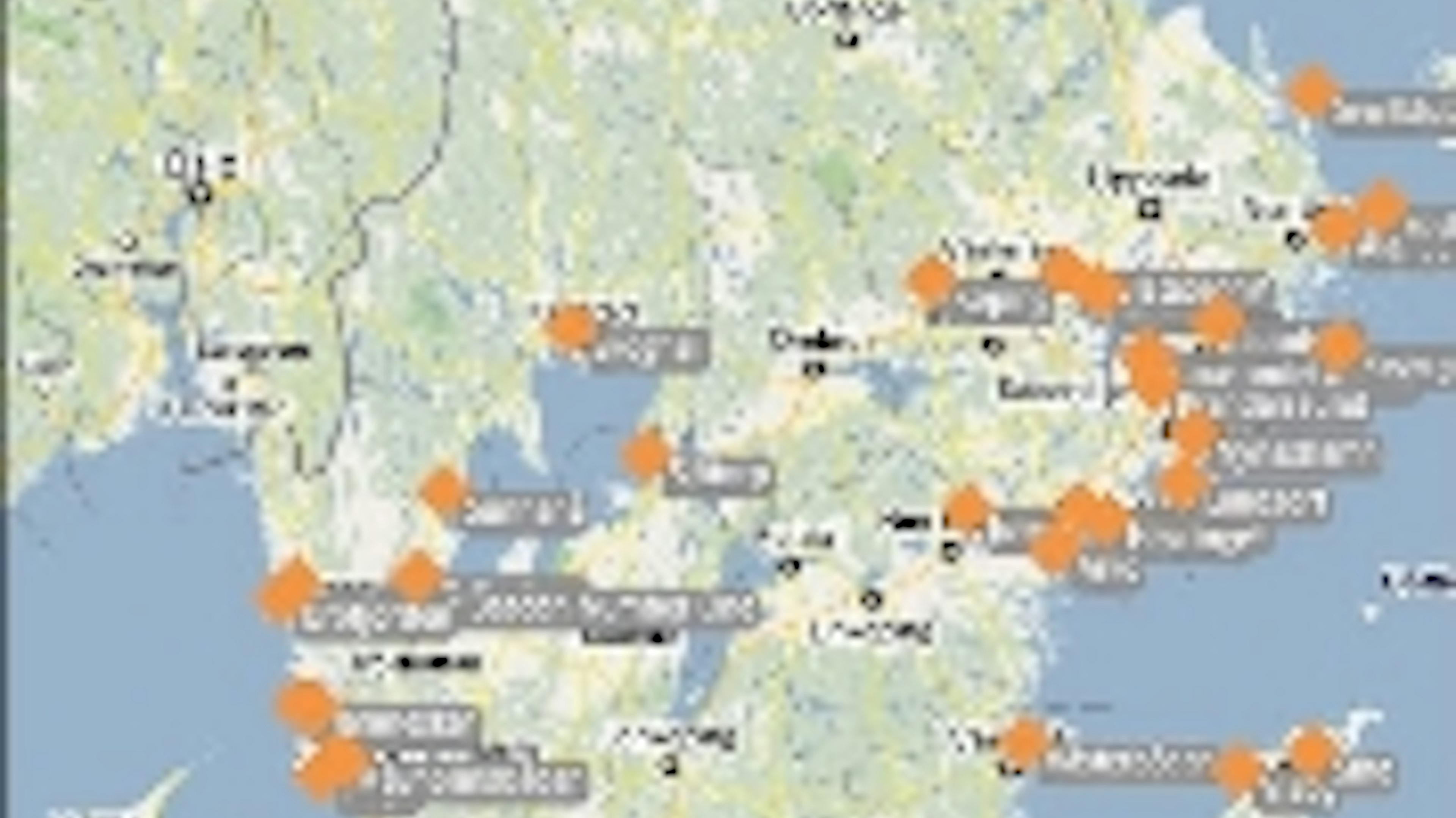 Kartbild från Sjöfartsverkets mobilapp ViVa.