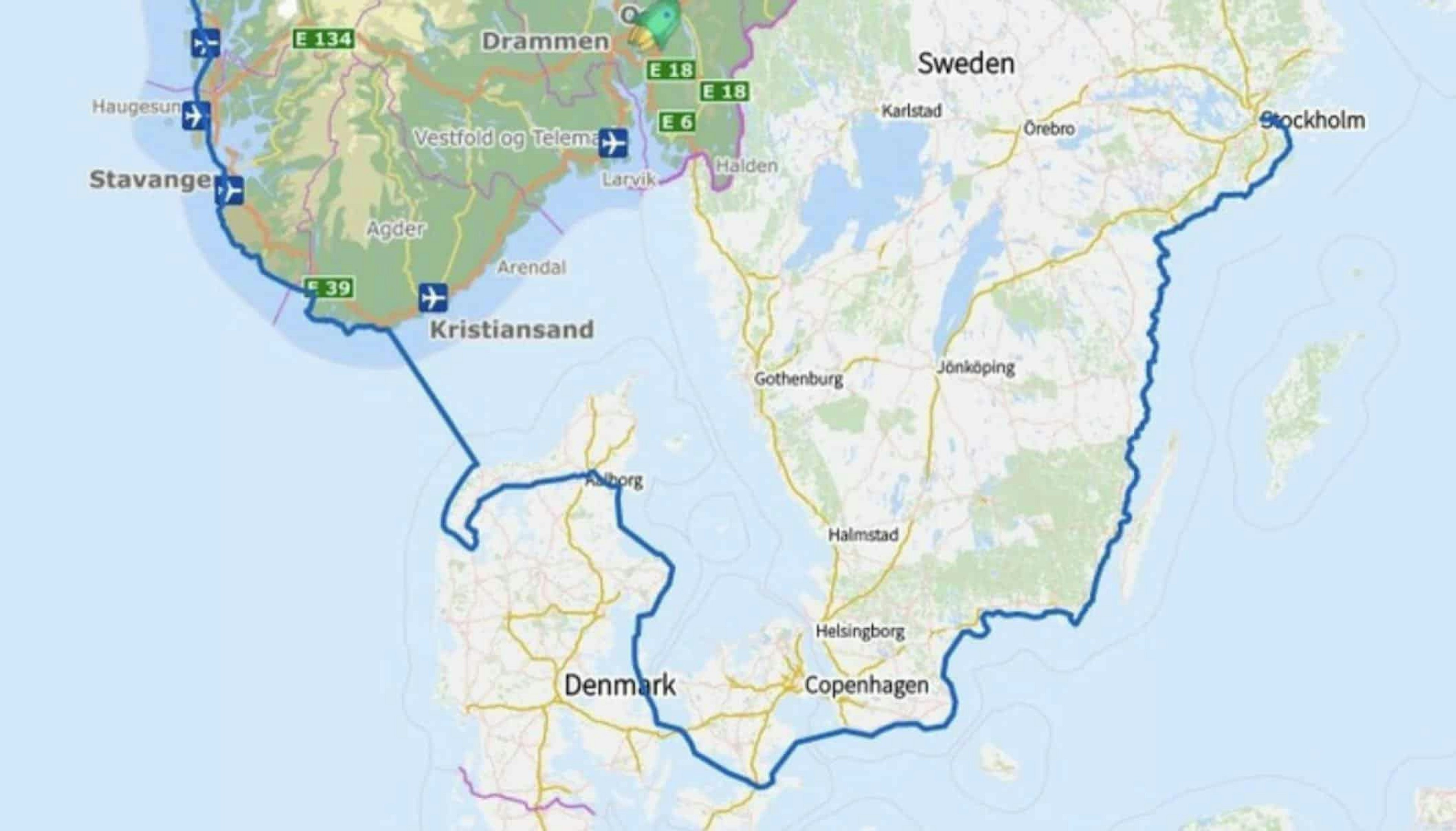 Karta-rodd-fran-Sverige-till-Norge